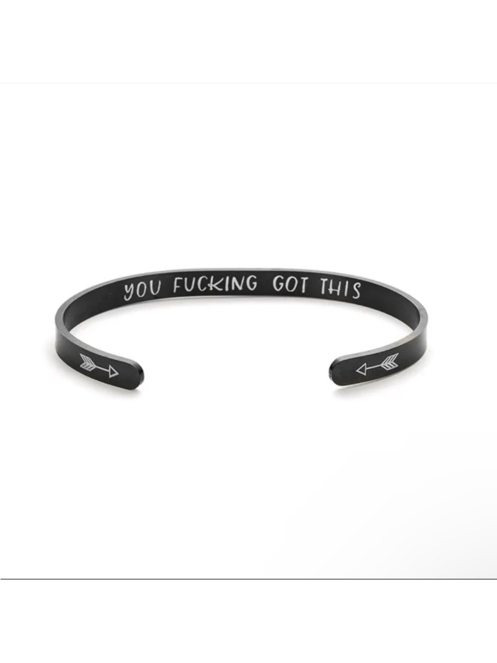 Motivational Black Cuff Bracelet - You Got This